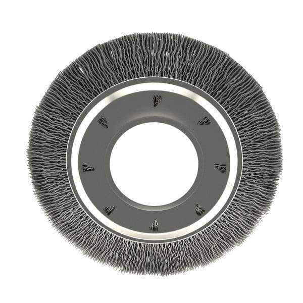 Osborn - 6" OD, 2" Arbor Hole, Crimped Nylon Wheel Brush - 7/8" Face Width, 1-1/16" Trim Length, 6,000 RPM - Exact Industrial Supply