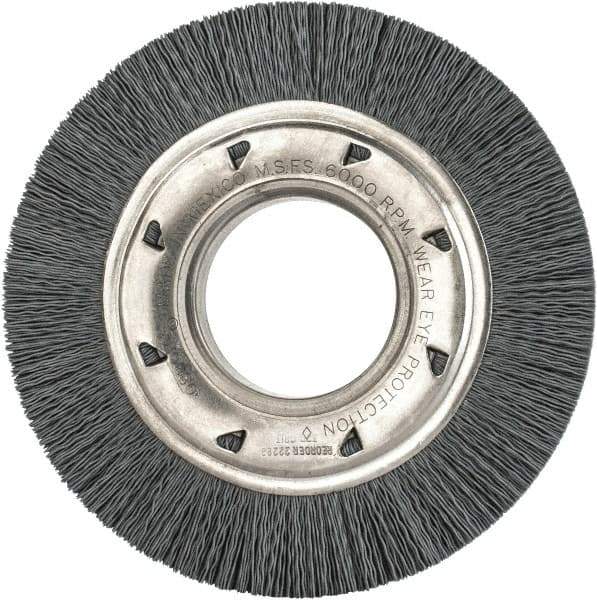 Osborn - 6" OD, 2" Arbor Hole, Crimped Nylon Wheel Brush - 7/8" Face Width, 1-1/16" Trim Length, 6,000 RPM - Exact Industrial Supply