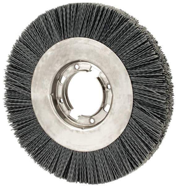 Osborn - 8" OD, 2" Arbor Hole, Crimped Nylon Wheel Brush - 7/8" Face Width, 1-1/2" Trim Length, 4,500 RPM - Exact Industrial Supply
