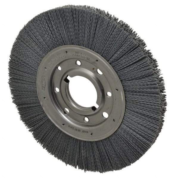 Osborn - 10" OD, 2" Arbor Hole, Crimped Nylon Wheel Brush - 1" Face Width, 2-1/16" Trim Length, 3,600 RPM - Exact Industrial Supply