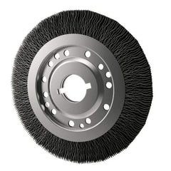 Osborn - 12" OD, 2" Arbor Hole, Crimped Nylon Wheel Brush - 1" Face Width, 2-1/8" Trim Length, 3,000 RPM - Exact Industrial Supply