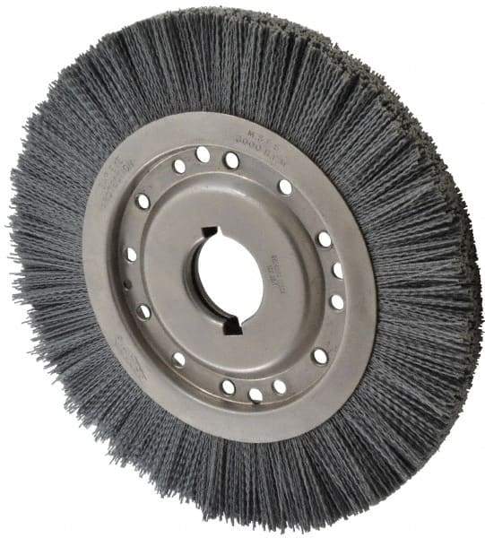 Osborn - 12" OD, 2" Arbor Hole, Crimped Nylon Wheel Brush - 1" Face Width, 2-1/8" Trim Length, 3,000 RPM - Exact Industrial Supply