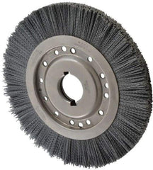 Osborn - 12" OD, 2" Arbor Hole, Crimped Nylon Wheel Brush - 1" Face Width, 2-1/8" Trim Length, 3,000 RPM - Exact Industrial Supply