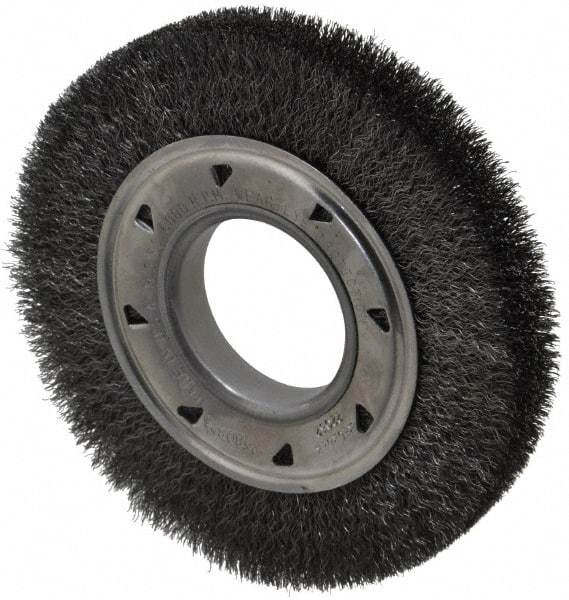 Osborn - 6" OD, 2" Arbor Hole, Crimped Steel Wheel Brush - 7/8" Face Width, 1" Trim Length, 0.008" Filament Diam, 6,000 RPM - Exact Industrial Supply