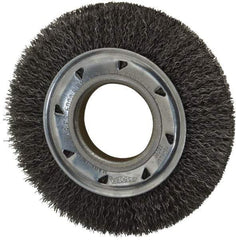 Osborn - 6" OD, 2" Arbor Hole, Crimped Steel Wheel Brush - 7/8" Face Width, 1" Trim Length, 0.014" Filament Diam, 6,000 RPM - Exact Industrial Supply