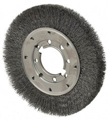 Osborn - 8" OD, 2" Arbor Hole, Crimped Steel Wheel Brush - 5/8" Face Width, 1-1/2" Trim Length, 0.0118" Filament Diam, 4,500 RPM - Exact Industrial Supply
