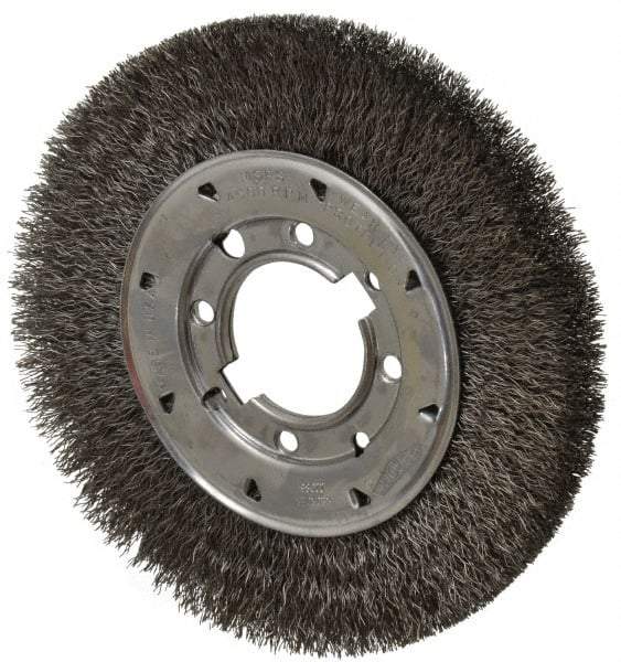 Osborn - 8" OD, 2" Arbor Hole, Crimped Steel Wheel Brush - 5/8" Face Width, 1-1/2" Trim Length, 0.014" Filament Diam, 4,500 RPM - Exact Industrial Supply