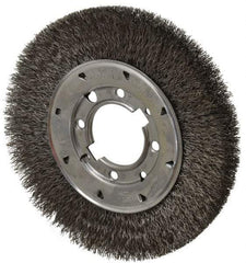 Osborn - 8" OD, 2" Arbor Hole, Crimped Steel Wheel Brush - 5/8" Face Width, 1-1/2" Trim Length, 0.014" Filament Diam, 4,500 RPM - Exact Industrial Supply