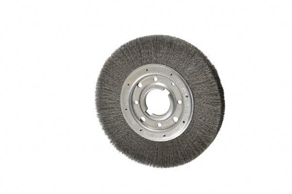 Osborn - 10" OD, 2" Arbor Hole, Crimped Steel Wheel Brush - 1-1/4" Face Width, 2" Trim Length, 0.008" Filament Diam, 3,600 RPM - Exact Industrial Supply