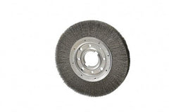 Osborn - 10" OD, 2" Arbor Hole, Crimped Steel Wheel Brush - 1-1/4" Face Width, 2" Trim Length, 0.008" Filament Diam, 3,600 RPM - Exact Industrial Supply