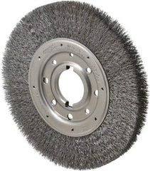 Osborn - 10" OD, 2" Arbor Hole, Crimped Steel Wheel Brush - 1-1/4" Face Width, 2" Trim Length, 0.0118" Filament Diam, 3,600 RPM - Exact Industrial Supply