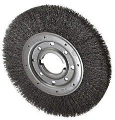 Osborn - 10" OD, 2" Arbor Hole, Crimped Steel Wheel Brush - 1-1/4" Face Width, 2" Trim Length, 0.014" Filament Diam, 3,600 RPM - Exact Industrial Supply