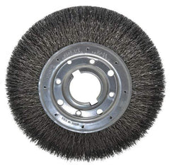 Osborn - 10" OD, 2" Arbor Hole, Crimped Steel Wheel Brush - 1-1/4" Face Width, 2" Trim Length, 0.02" Filament Diam, 3,600 RPM - Exact Industrial Supply
