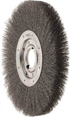 Osborn - 12" OD, 2" Arbor Hole, Crimped Steel Wheel Brush - 1-1/8" Face Width, 3" Trim Length, 0.014" Filament Diam, 3,000 RPM - Exact Industrial Supply