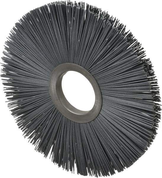 Osborn - 8" OD, 2" Arbor Hole, Crimped Nylon Wheel Brush - 1/2" Face Width, 2-5/8" Trim Length, 5,500 RPM - Exact Industrial Supply