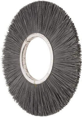 Osborn - 14" OD, 5-1/4" Arbor Hole, Crimped Nylon Wheel Brush - 5/8" Face Width, 3-7/8" Trim Length, 3,000 RPM - Exact Industrial Supply