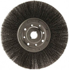 Osborn - 12" OD, 1-1/4" Arbor Hole, Crimped Steel Wheel Brush - 1/2" Face Width, 3" Trim Length, 0.0104" Filament Diam, 3,000 RPM - Exact Industrial Supply