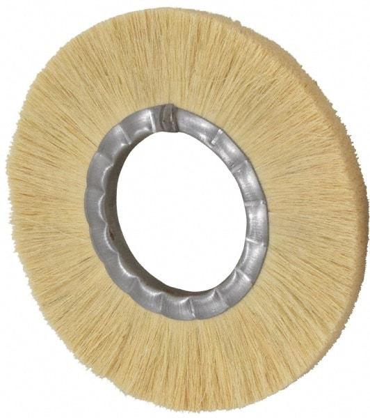 Osborn - 8" OD, 3-1/4" Arbor Hole, Crimped Natural Fiber Wheel Brush - 17/32" Face Width, 1-7/8" Trim Length, 4,800 RPM - Exact Industrial Supply