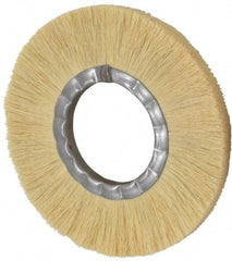 Osborn - 8" OD, 3-1/4" Arbor Hole, Crimped Natural Fiber Wheel Brush - 17/32" Face Width, 1-7/8" Trim Length, 4,800 RPM - Exact Industrial Supply