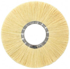 Osborn - 10" OD, 3-1/4" Arbor Hole, Crimped Natural Fiber Wheel Brush - 17/32" Face Width, 2-7/8" Trim Length, 4,250 RPM - Exact Industrial Supply