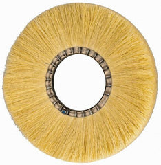 Osborn - 12" OD, 4-1/4" Arbor Hole, Crimped Natural Fiber Wheel Brush - 17/32" Face Width, 3-3/8" Trim Length, 3,600 RPM - Exact Industrial Supply