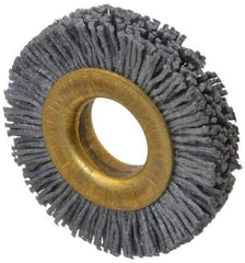 Osborn - 1-1/2" OD, 1/2" Arbor Hole, Crimped Nylon Wheel Brush - 1/4" Face Width, 1/4" Trim Length, 20,000 RPM - Exact Industrial Supply