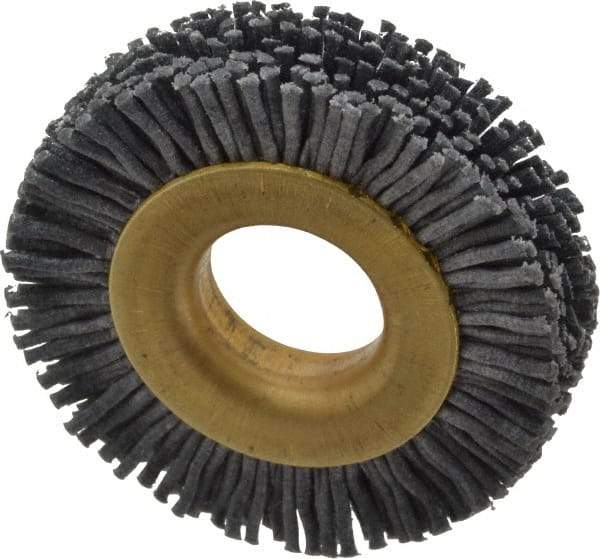Osborn - 1-1/2" OD, 1/2" Arbor Hole, Crimped Nylon Wheel Brush - 1/4" Face Width, 1/4" Trim Length, 20,000 RPM - Exact Industrial Supply