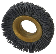 Osborn - 1-1/2" OD, 1/2" Arbor Hole, Crimped Nylon Wheel Brush - 1/4" Face Width, 1/4" Trim Length, 20,000 RPM - Exact Industrial Supply