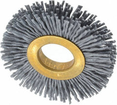 Osborn - 2" OD, 5/8" Arbor Hole, Crimped Nylon Wheel Brush - 3/8" Face Width, 7/16" Trim Length, 15,000 RPM - Exact Industrial Supply