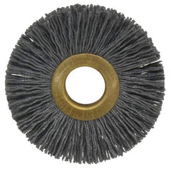 Osborn - 2-1/2" OD, 5/8" Arbor Hole, Crimped Nylon Wheel Brush - 3/8" Face Width, 11/16" Trim Length, 15,000 RPM - Exact Industrial Supply