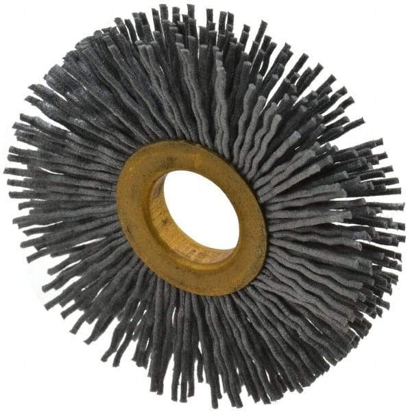 Osborn - 2-1/2" OD, 5/8" Arbor Hole, Crimped Nylon Wheel Brush - 3/8" Face Width, 11/16" Trim Length, 15,000 RPM - Exact Industrial Supply