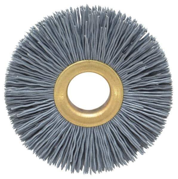 Osborn - 2-1/2" OD, 5/8" Arbor Hole, Crimped Nylon Wheel Brush - 3/8" Face Width, 11/16" Trim Length, 15,000 RPM - Exact Industrial Supply