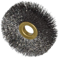 Osborn - 2-1/2" OD, 1/2" Arbor Hole, Crimped Steel Wheel Brush - 1/4" Face Width, 3/4" Trim Length, 0.008" Filament Diam, 20,000 RPM - Exact Industrial Supply