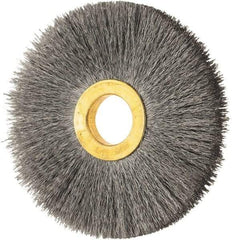 Osborn - 3" OD, 5/8" Arbor Hole, Crimped Steel Wheel Brush - 3/8" Face Width, 15/16" Trim Length, 0.006" Filament Diam, 20,000 RPM - Exact Industrial Supply