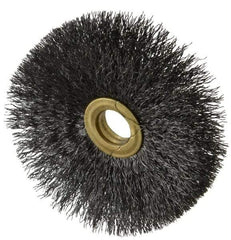 Osborn - 3" OD, 1/2" Arbor Hole, Crimped Steel Wheel Brush - 1/4" Face Width, 1" Trim Length, 0.008" Filament Diam, 20,000 RPM - Exact Industrial Supply