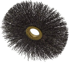 Osborn - 4" OD, 5/8" Arbor Hole, Crimped Steel Wheel Brush - 3/16" Face Width, 1-1/2" Trim Length, 0.014" Filament Diam, 15,000 RPM - Exact Industrial Supply