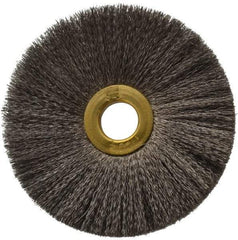 Osborn - 3" OD, 1/2" Arbor Hole, Crimped Stainless Steel Wheel Brush - 1/4" Face Width, 1" Trim Length, 0.005" Filament Diam, 20,000 RPM - Exact Industrial Supply