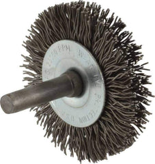 Osborn - 2" OD, 1/4" Shank Diam, Crimped Steel Wheel Brush - 3/8" Face Width, 7/16" Trim Length, 0.02" Filament Diam, 25,000 RPM - Exact Industrial Supply