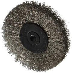 Osborn - 2-1/2" OD, 1/4" Shank Diam, Crimped Stainless Steel Wheel Brush - 7/16" Face Width, 11/16" Trim Length, 0.008" Filament Diam, 25,000 RPM - Exact Industrial Supply