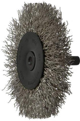 Osborn - 3" OD, 1/4" Shank Diam, Crimped Stainless Steel Wheel Brush - 7/16" Face Width, 3/4" Trim Length, 0.014" Filament Diam, 25,000 RPM - Exact Industrial Supply