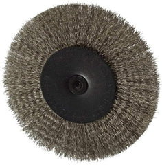 Osborn - 4" OD, 1/4" Shank Diam, Crimped Stainless Steel Wheel Brush - 1/2" Face Width, 1" Trim Length, 0.008" Filament Diam, 15,000 RPM - Exact Industrial Supply
