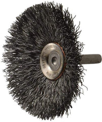 Osborn - 3" OD, 1/4" Shank Diam, Crimped Steel Wheel Brush - 7/16" Face Width, 15/16" Trim Length, 0.014" Filament Diam, 20,000 RPM - Exact Industrial Supply