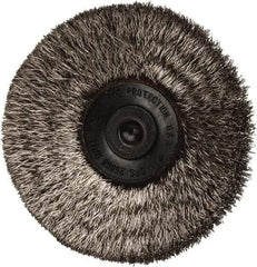 Osborn - 2-1/2" OD, 1/4" Shank Diam, Crimped Stainless Steel Wheel Brush - 7/16" Face Width, 11/16" Trim Length, 0.006" Filament Diam, 20,000 RPM - Exact Industrial Supply