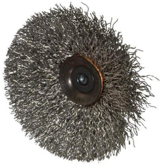 Osborn - 3" OD, 1/4" Shank Diam, Crimped Stainless Steel Wheel Brush - 7/16" Face Width, 15/16" Trim Length, 0.014" Filament Diam, 20,000 RPM - Exact Industrial Supply