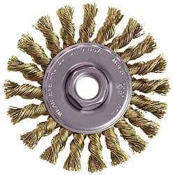 Osborn - 4" OD, 1/2-13 Arbor Hole, Knotted Stainless Steel Wheel Brush - 3/8" Face Width, 7/8" Trim Length, 0.02" Filament Diam, 20,000 RPM - Exact Industrial Supply