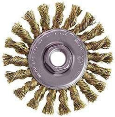 Osborn - 4" OD, M14x2.00 Arbor Hole, Knotted Steel Wheel Brush - 3/8" Face Width, 7/8" Trim Length, 0.014" Filament Diam, 20,000 RPM - Exact Industrial Supply