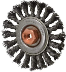 Osborn - 4" OD, 3/8-24 Arbor Hole, Knotted Steel Wheel Brush - 3/8" Face Width, 7/8" Trim Length, 0.014" Filament Diam, 20,000 RPM - Exact Industrial Supply