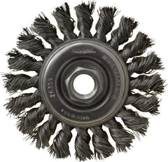 Osborn - 4" OD, 5/8-11 Arbor Hole, Knotted Steel Wheel Brush - 3/8" Face Width, 7/8" Trim Length, 0.014" Filament Diam, 20,000 RPM - Exact Industrial Supply