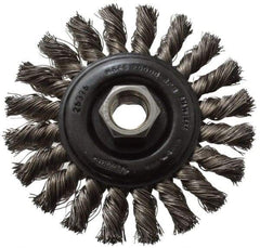 Osborn - 4" OD, 5/8-11 Arbor Hole, Knotted Stainless Steel Wheel Brush - 3/8" Face Width, 7/8" Trim Length, 0.014" Filament Diam, 20,000 RPM - Exact Industrial Supply