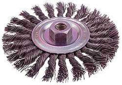 Osborn - 4" OD, M14x2.00 Arbor Hole, Knotted Steel Wheel Brush - 1/4" Face Width, 7/8" Trim Length, 0.02" Filament Diam, 20,000 RPM - Exact Industrial Supply